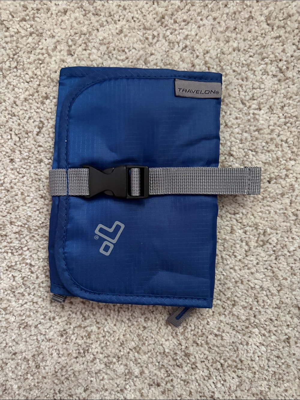 Travelon Blue RFID Travel Wallet with Gray Strap